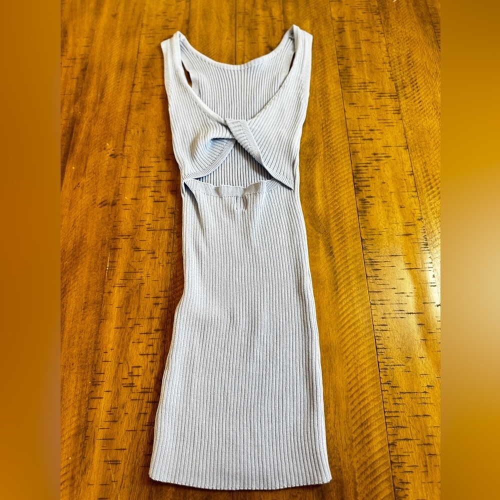 Princess Polly Backless Ribbed Dress in Light Blue - Picture 1 of 7